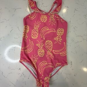 Pink and Yellow Kids Swim One Piece